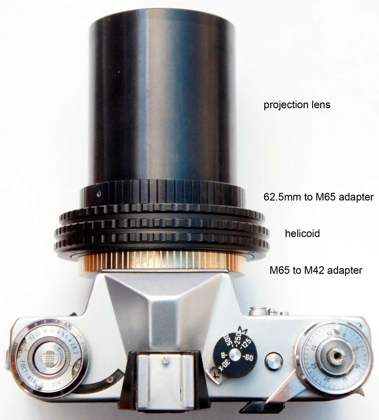 62.5mm clamp to M65x1 male thread adapter for helicoids