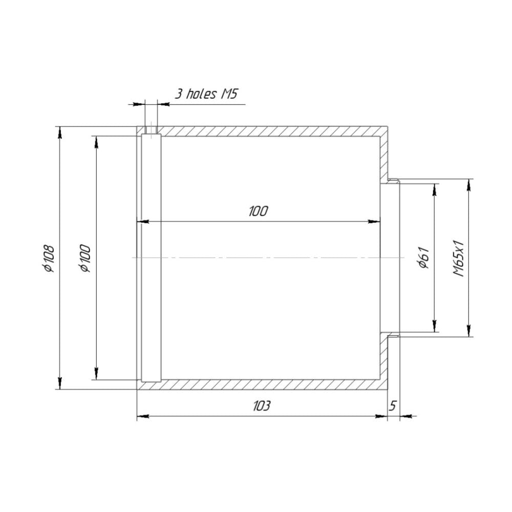100mm clamp to M65x1 male thread adapter