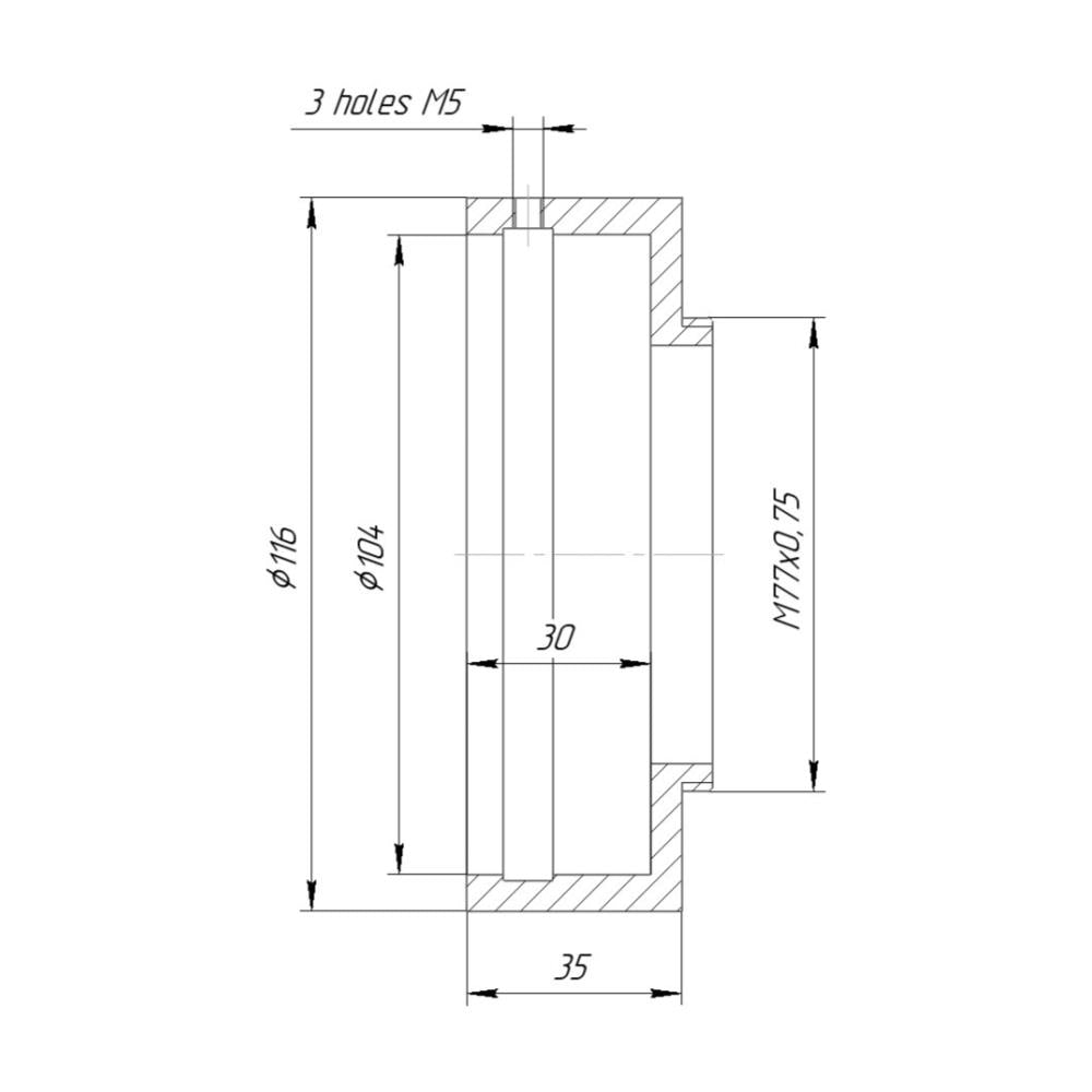 104mm clamp to M77x0.75 male thread adapter for LOMO Anamorphic 35-NAP