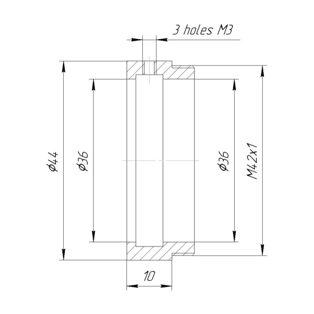 36mm clamp to M42x1 male thread adapter