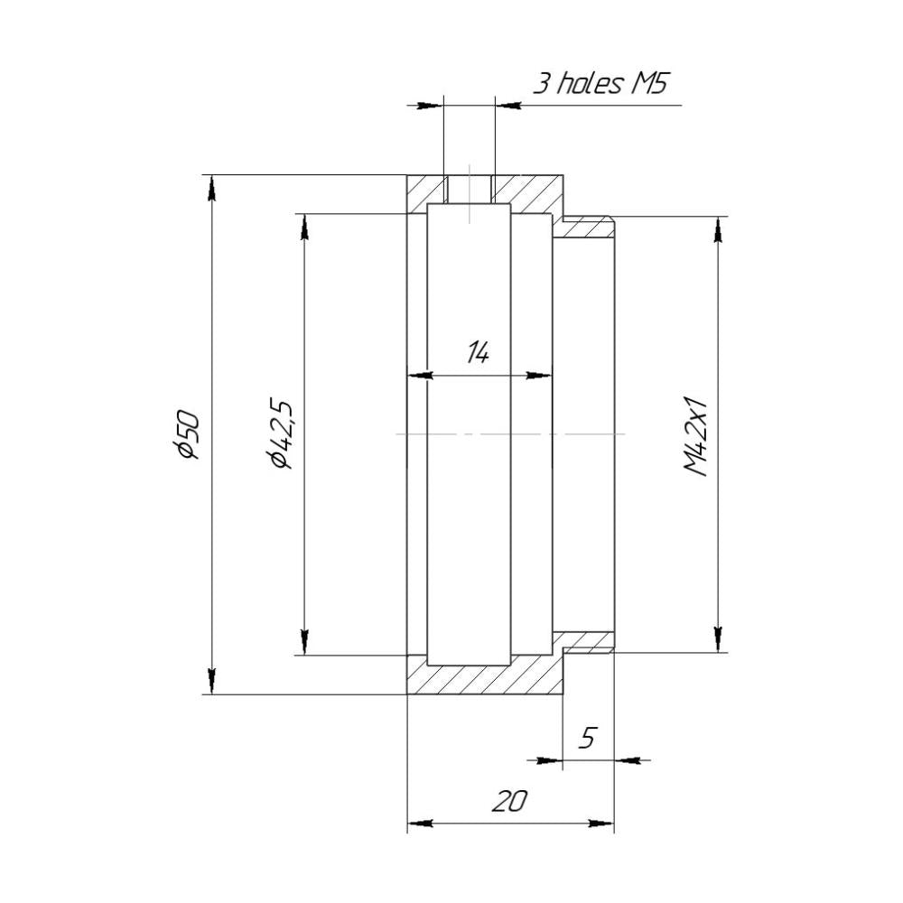 42.5mm clamp to M42x1 male thread adapter for helicoids