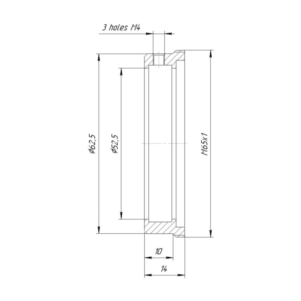 52.5mm clamp to M65x1 male thread adapter (projection lenses on helicoids), SLIM