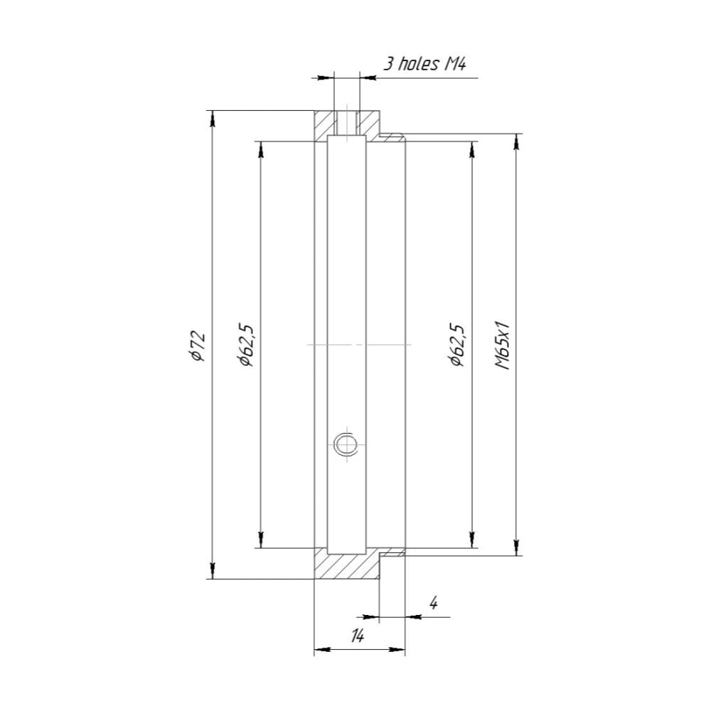 62.5mm clamp to M65x1 male thread adapter for helicoids