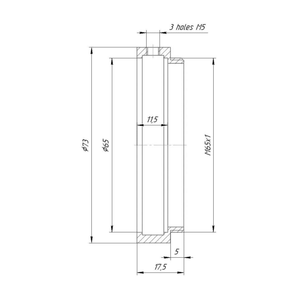 65mm clamp to M65x1 male thread adapter