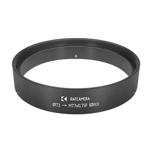 73mm clamp to M77x0.75 female thread adapter with 80mm outer diameter