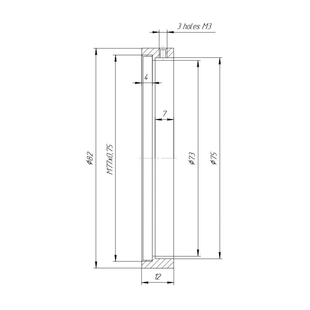 75mm clamp to M77x0.75 female thread adapter for Century 1.33x anamorphic