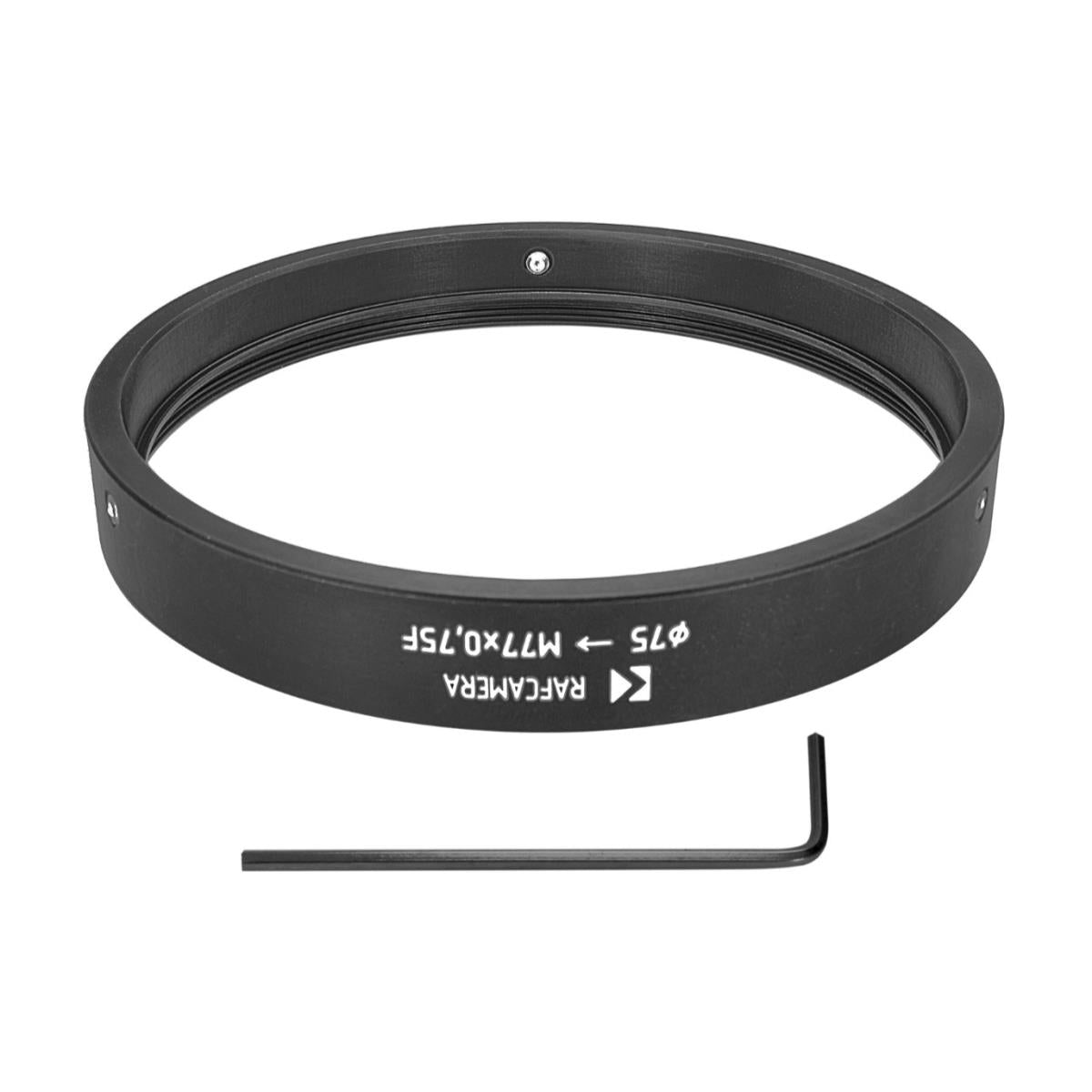 75mm clamp to M77x0.75 female thread adapter for Century 1.33x anamorphic