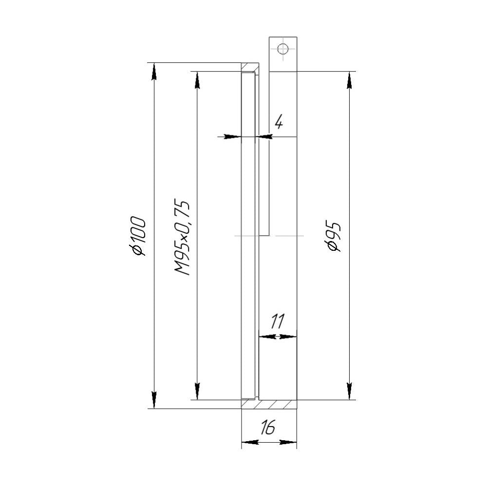 95mm clamp to M95x0.75 female thread adapter
