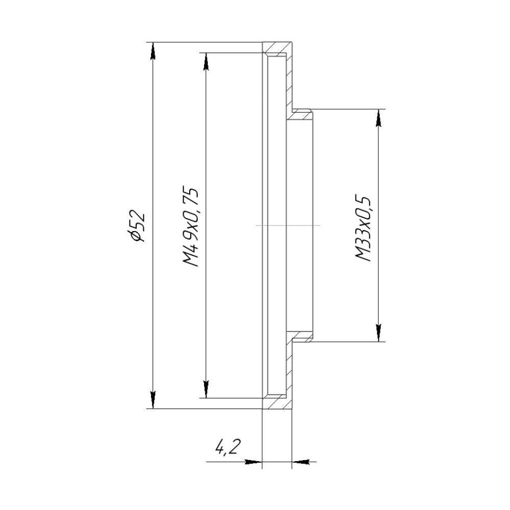 M33x0.5 male to M49x0.75 female filter adapter (step-up ring) for Kiev-16U lenses