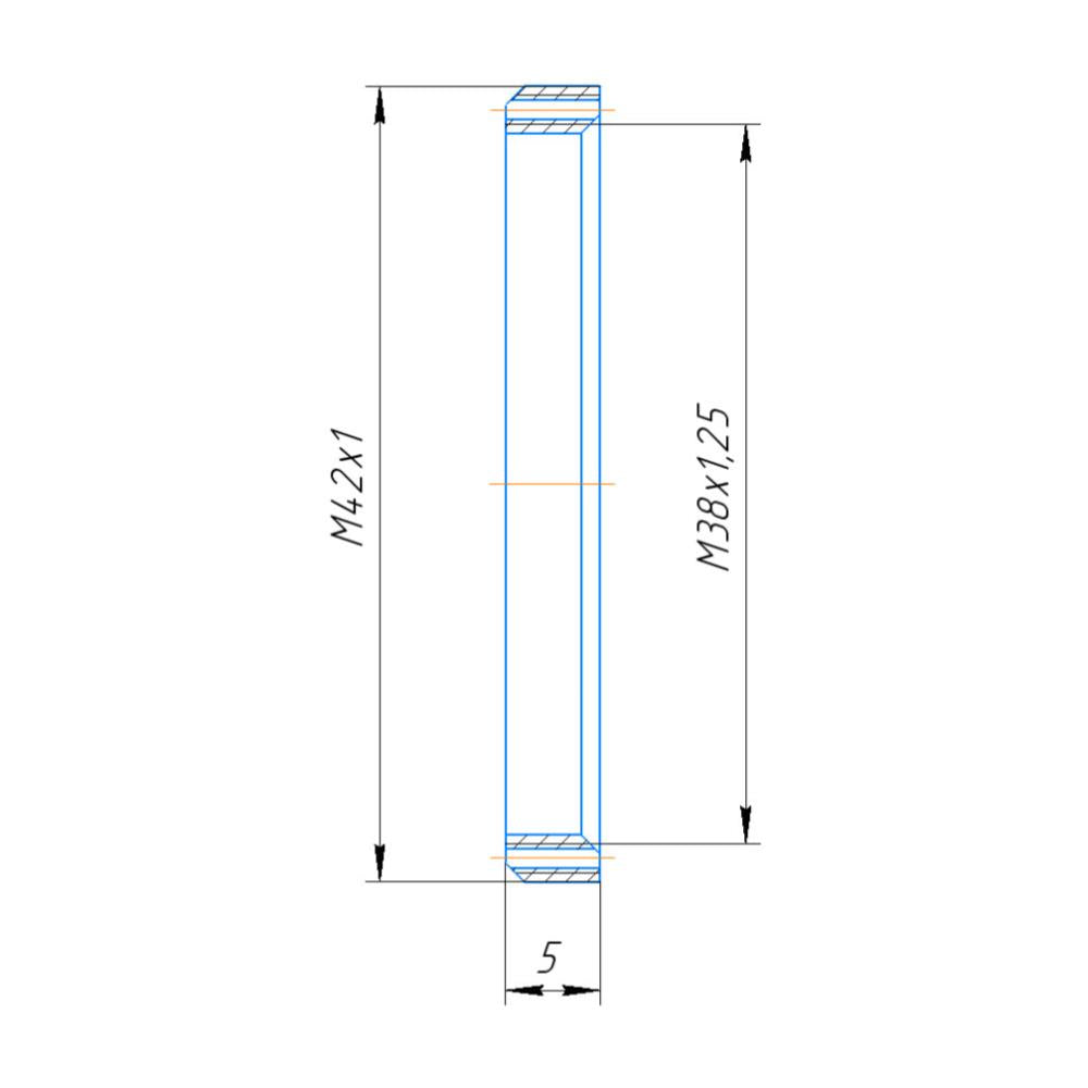 M38x1.25 female to M42x1 male thread adapter for Nikon AZ100 objectives