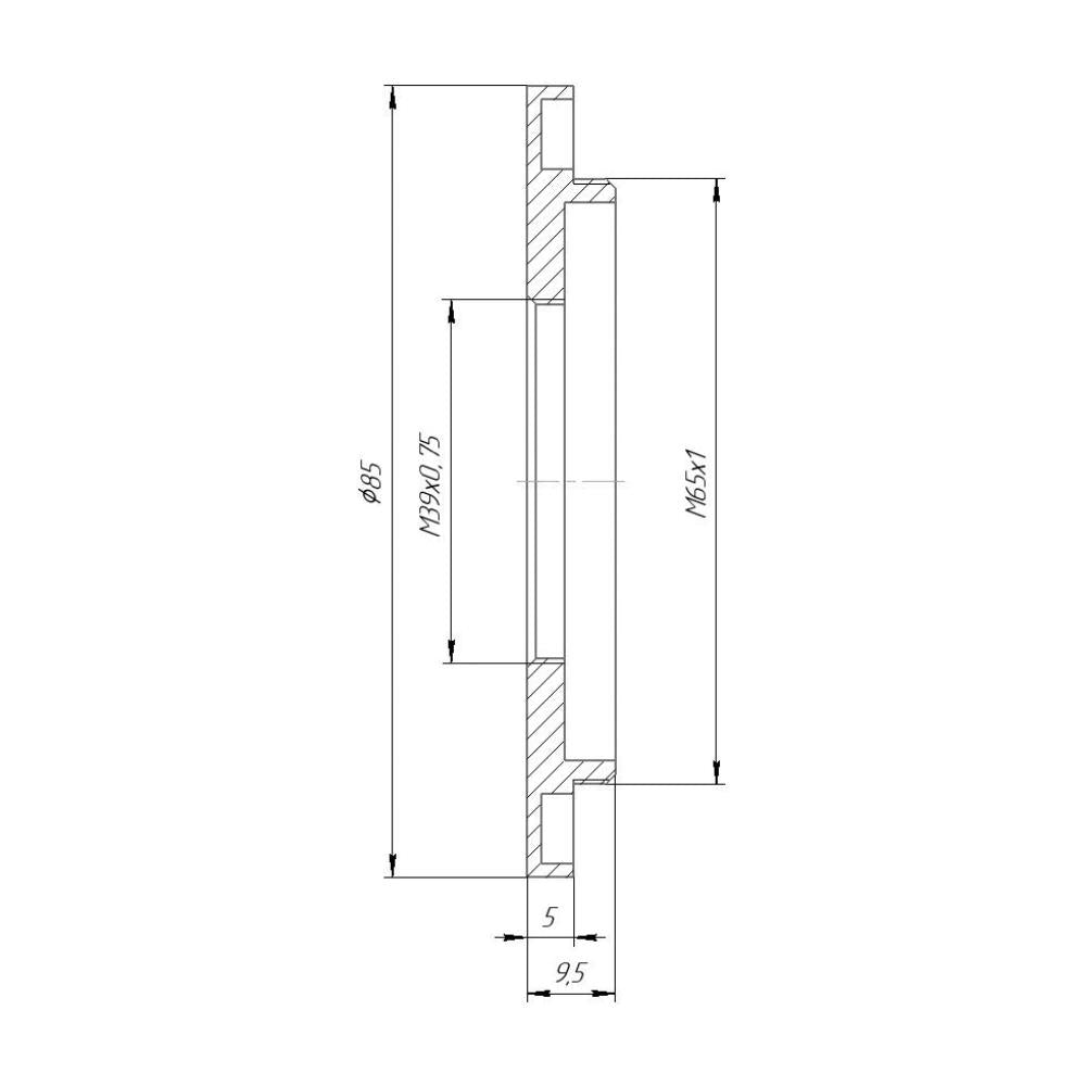 M39x0.75 female to M65x1 male thread adapter for Copal #1 shutter, wide