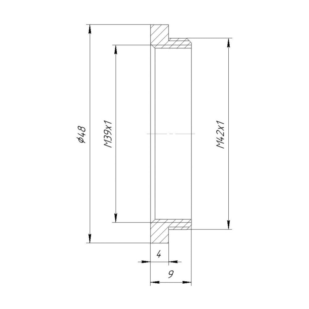 M39x1 (LTM) female to M42x1 male thread adapter, 4mm height