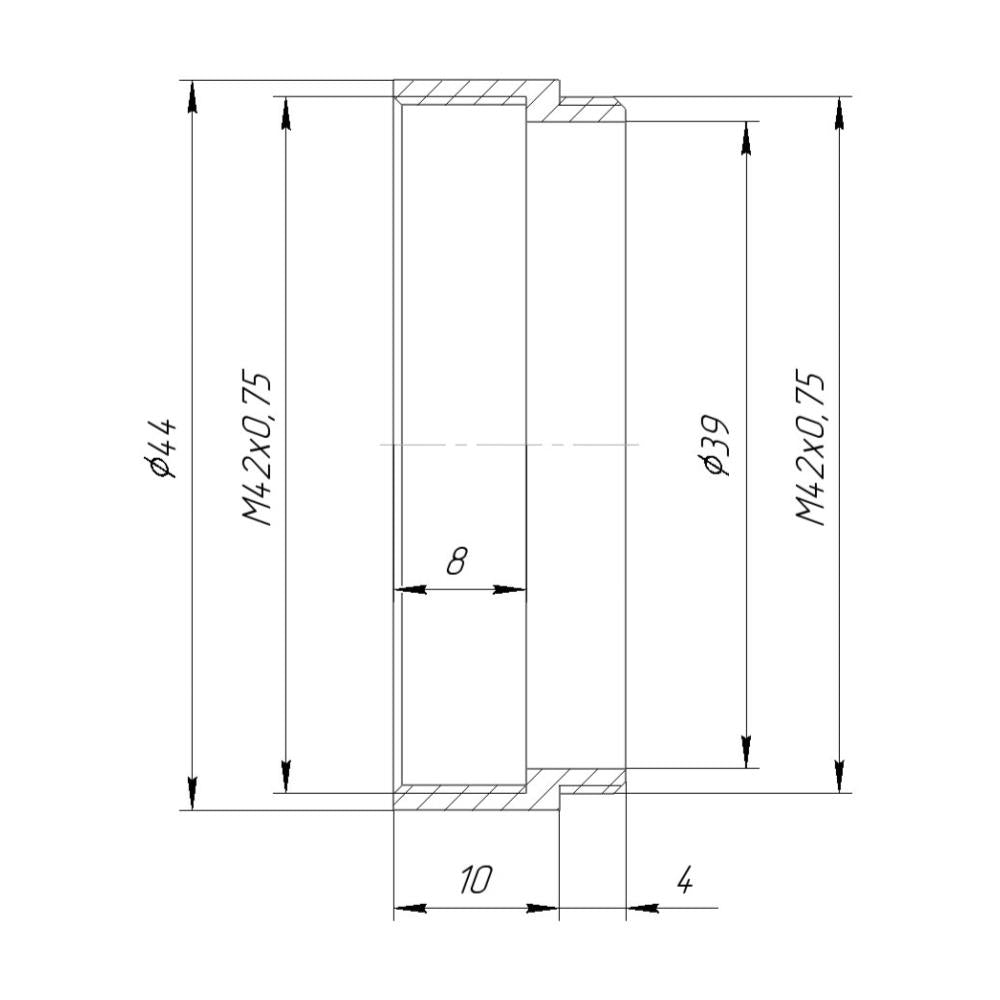 M42x0.75 female to M42x0.75 male thread adapter, 10mm long