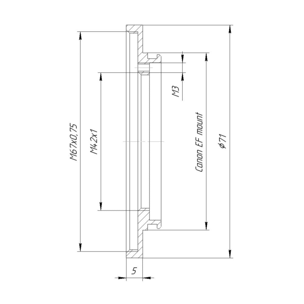 M42x1 female thread to Canon EF camera mount adapter