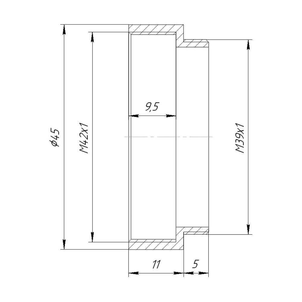 M42x1 female to M39x1 (LTM) male thread adapter, 11mm long