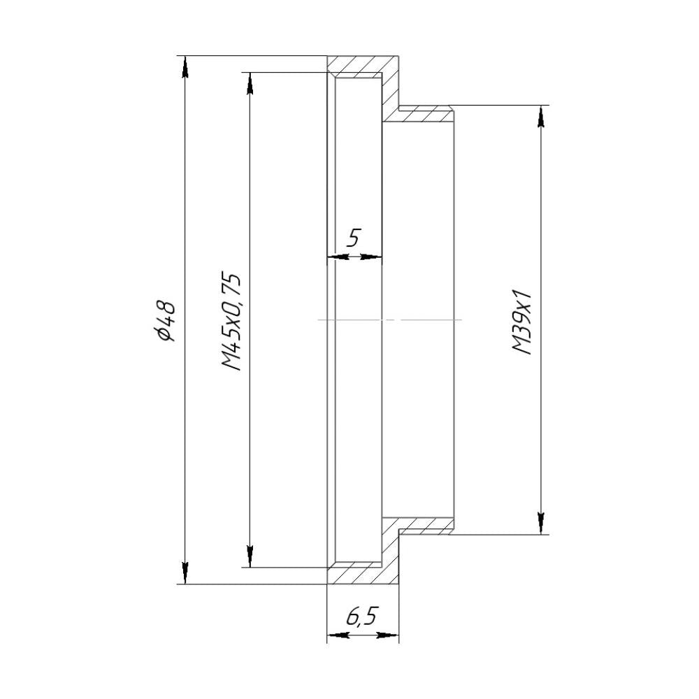 M45x0.75 female to M39x1 (LTM) male thread adapter