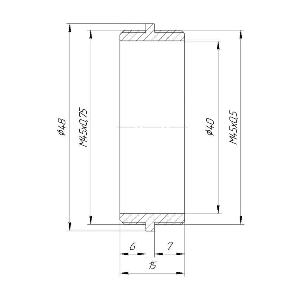 M45x0.75 male to M45x0.5 male thread adapter for LOMO MBS microscope