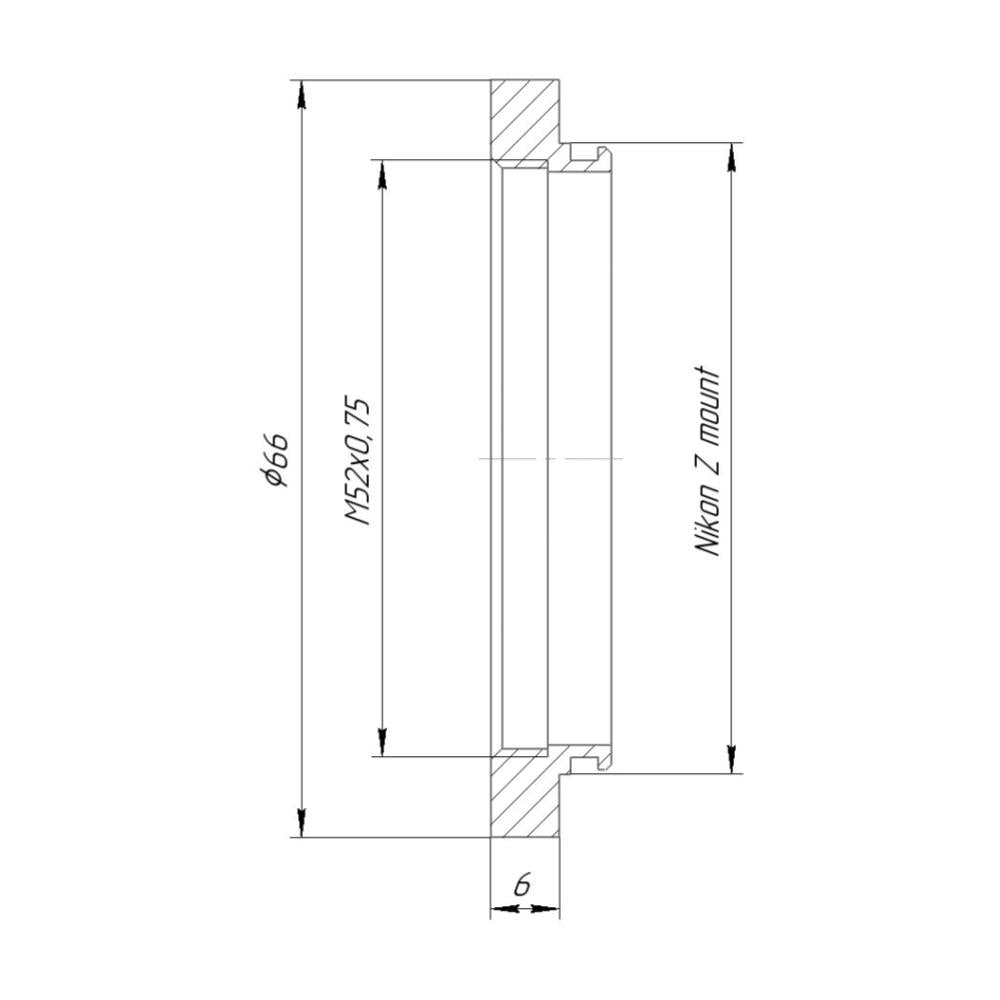 M52x0.75 female thread to Nikon Z camera mount adapter