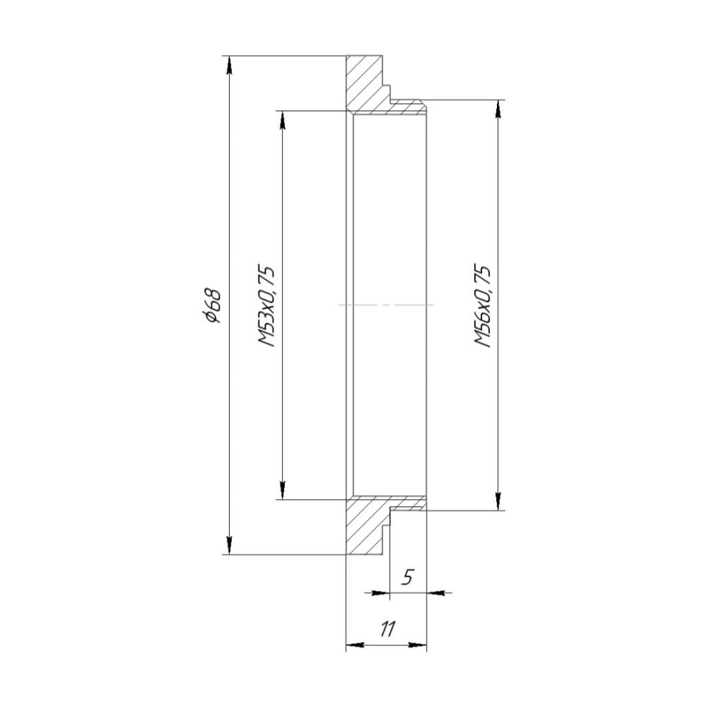 M53x0.75 female to M56x0.75 male thread adapter for Copal #3S shutter