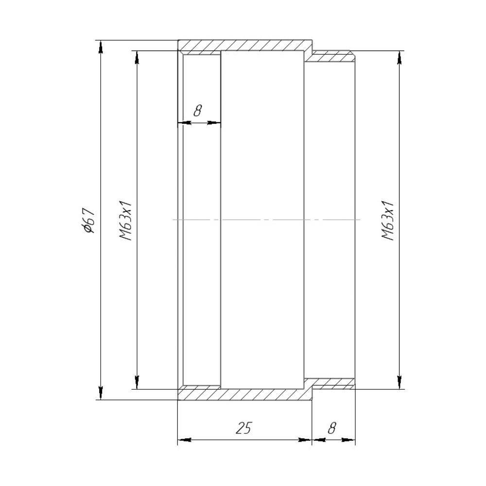 M63x1 thread extender (25mm long)