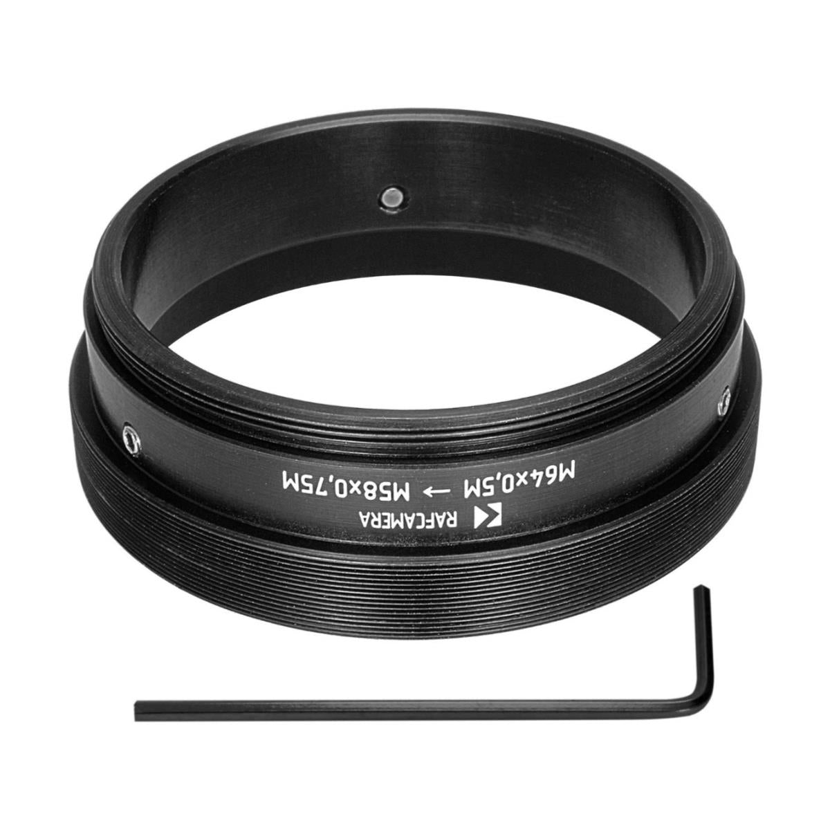 M64x0.5 male to M58x0.75 male thread adapter for ISCO 80mm anamorphic