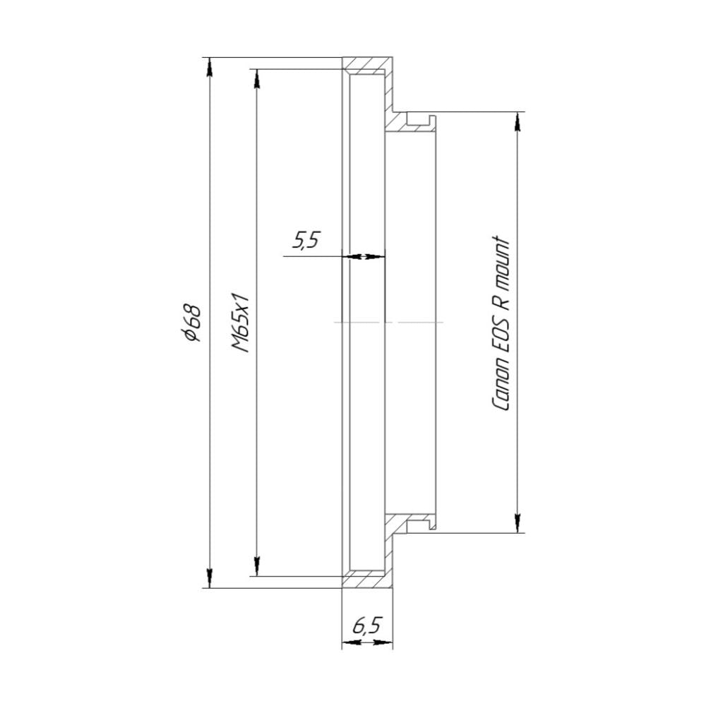 M65x1 female thread to Canon EOS-R camera mount adapter