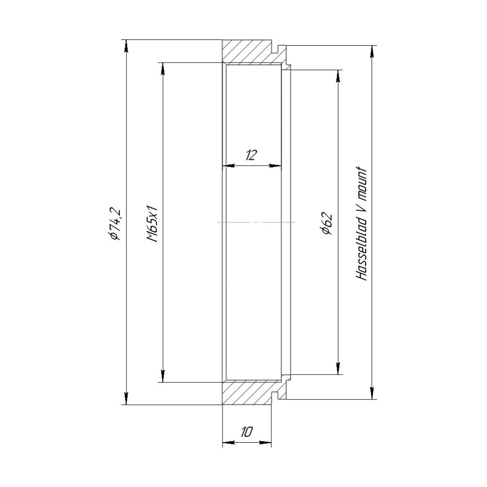 M65x1 female thread to Hasselblad V camera mount adapter for helicoids
