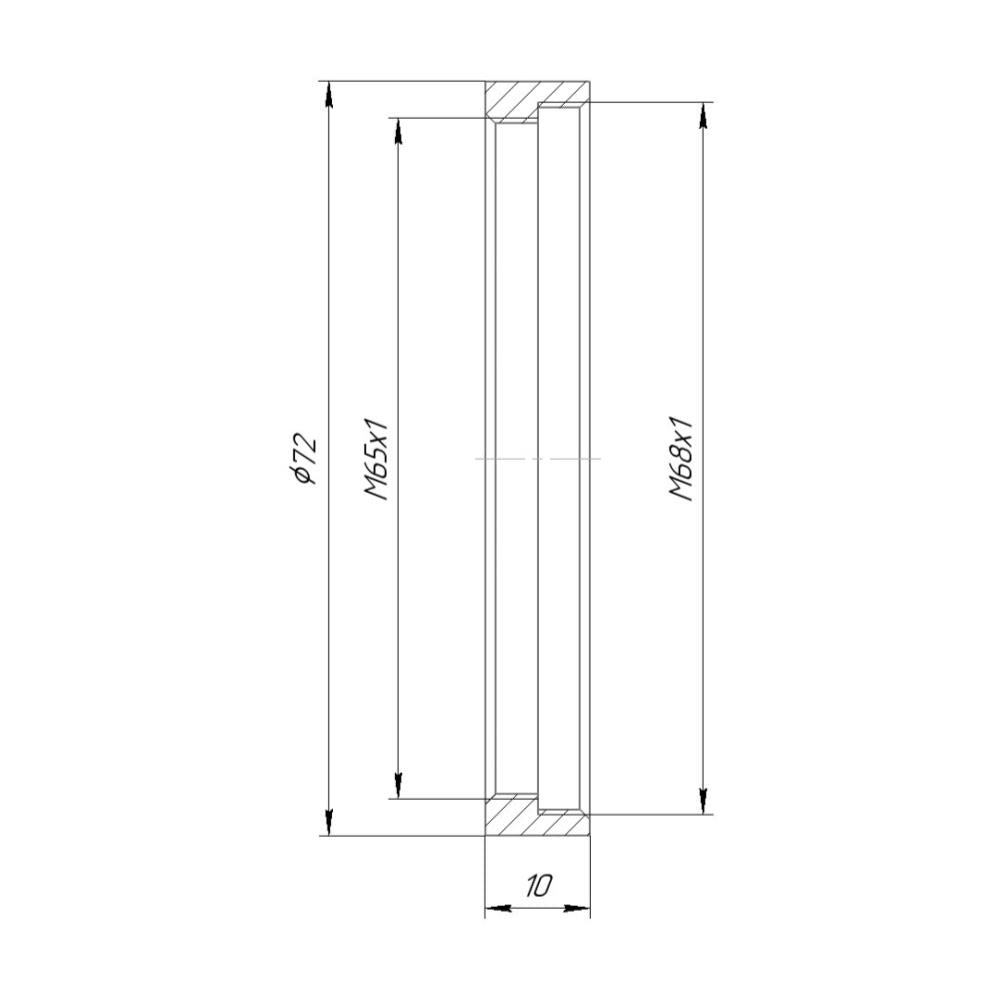 M65x1 helicoid to M68x1 female thread adapter for Pentacon Six