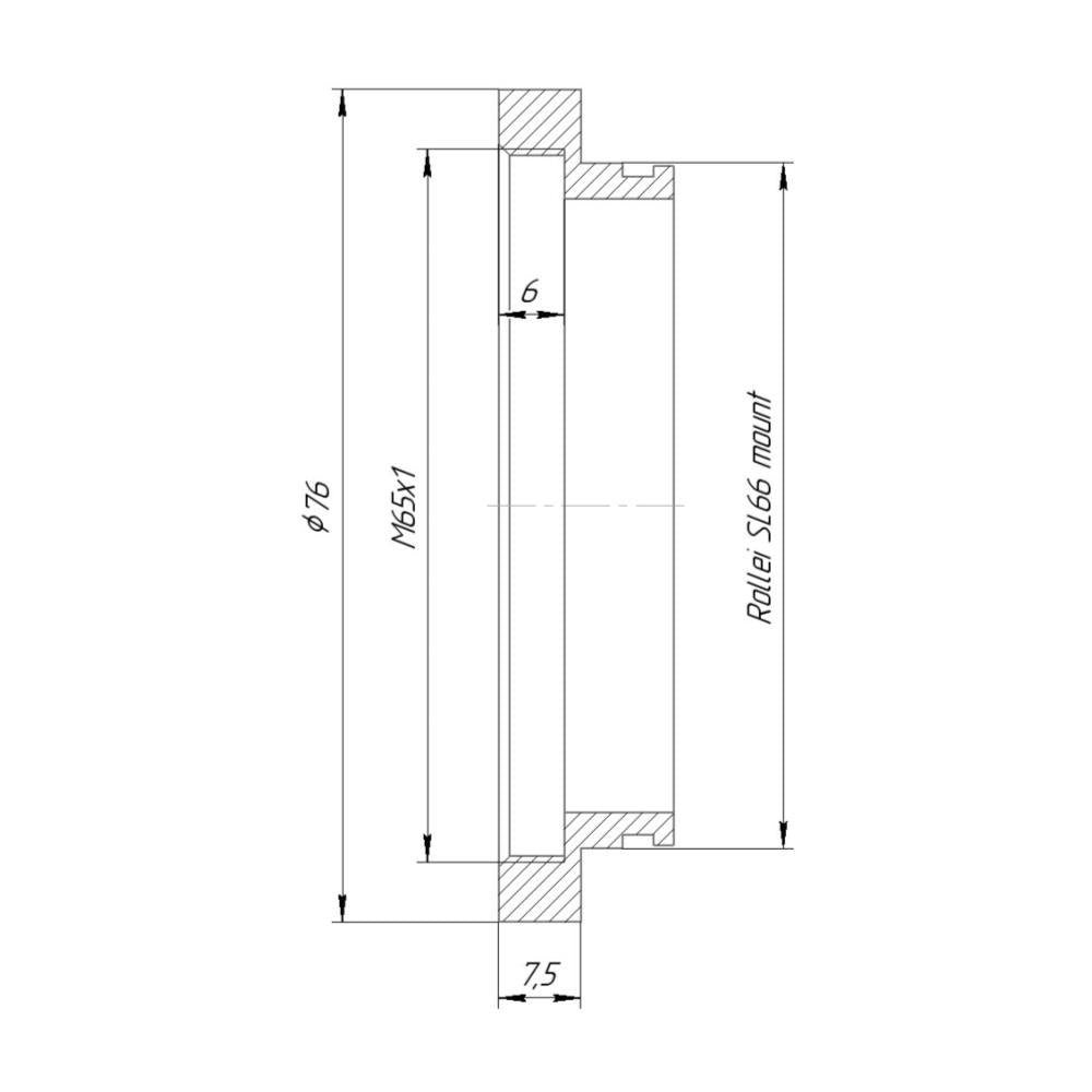 M65x1 female thread to Rolleiflex SL66 camera mount adapter for helicoids