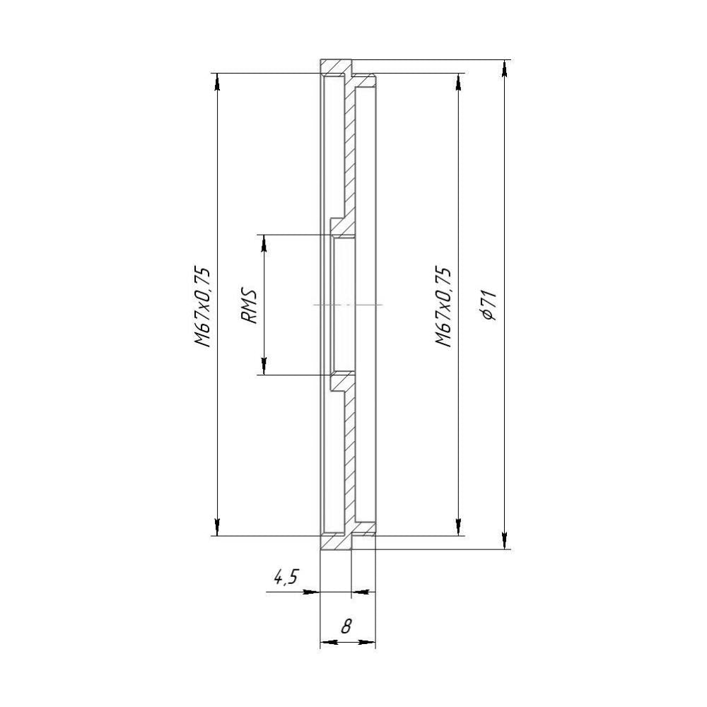 M67x0.75 male to RMS female thread adapter (67mm to RMS step-down ring)