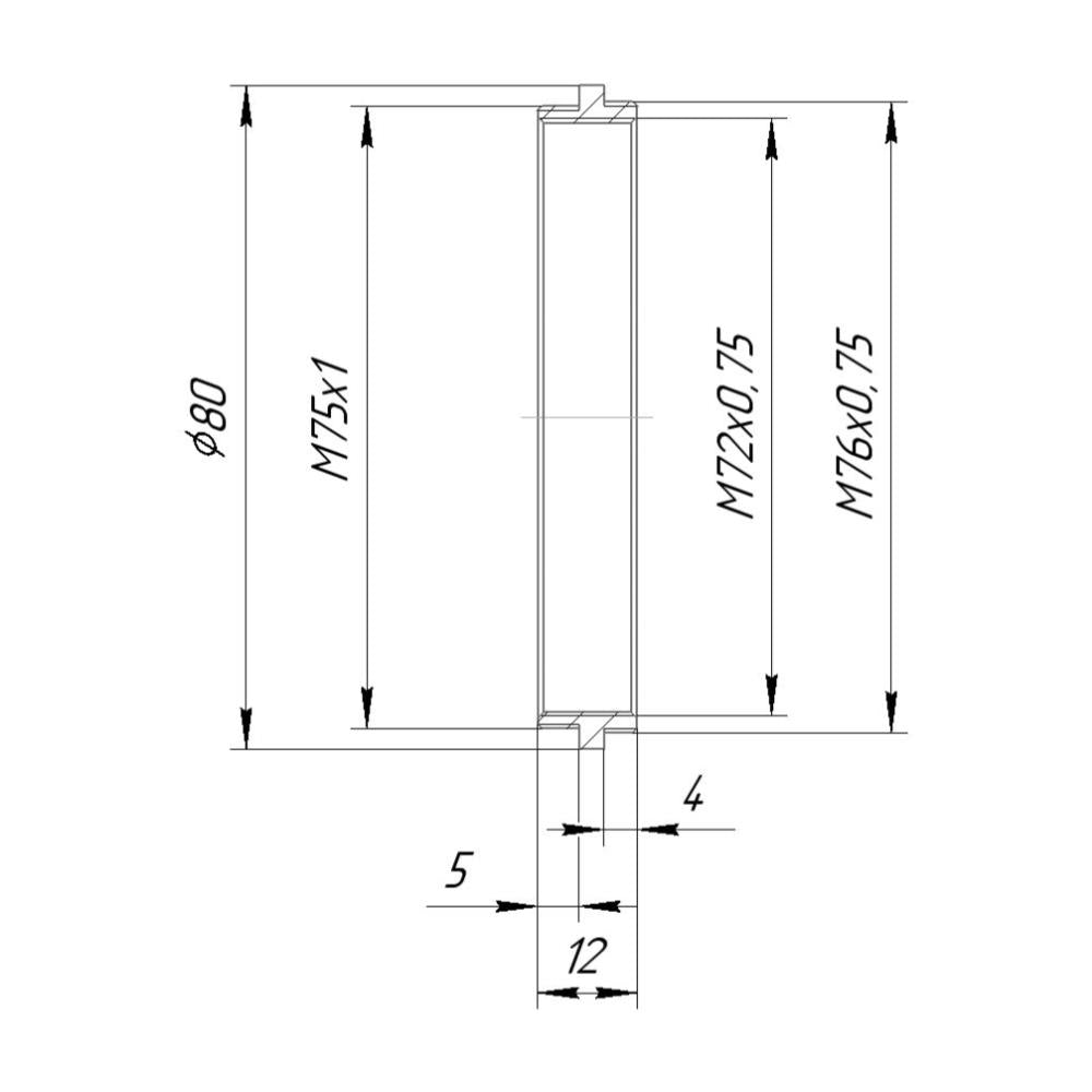M76x0.75 male to M75x1 male thread adapter