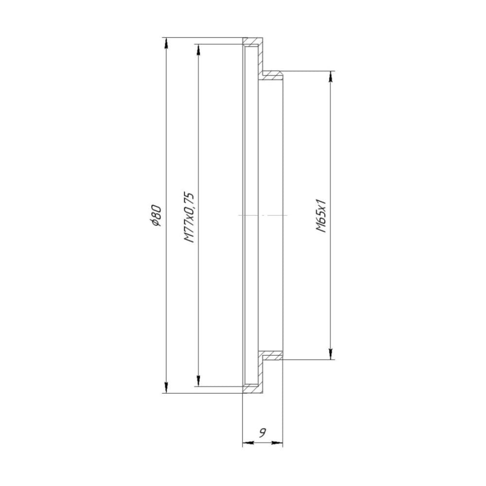 M77x0.75 female to M65x1 male thread adapter