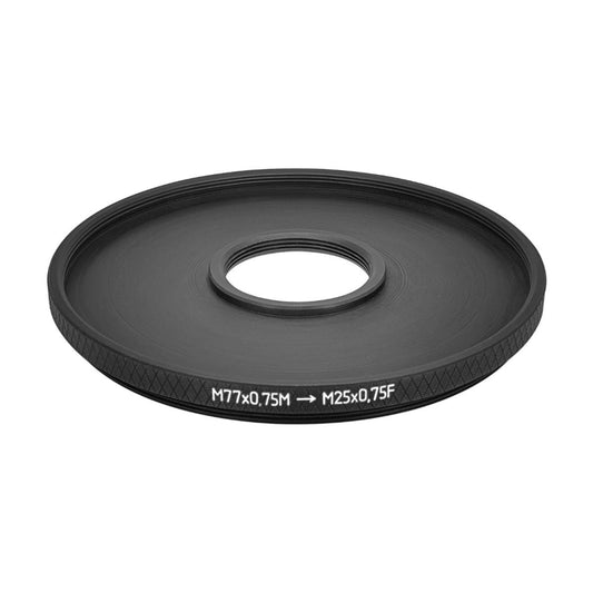 M77x0.75 male to M25x0.75 female thread adapter (77mm to 25mm step-down ring)