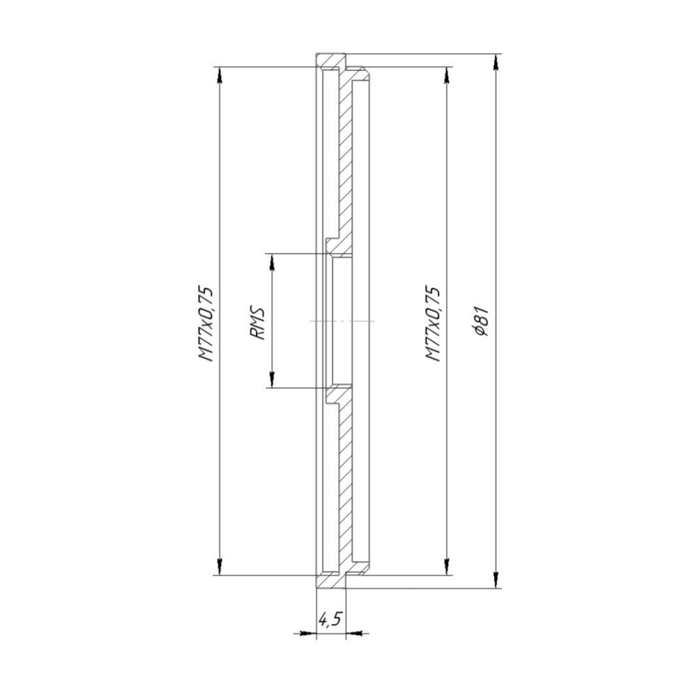 M77x0.75 male to RMS female thread adapter (77mm to RMS step-down ring)