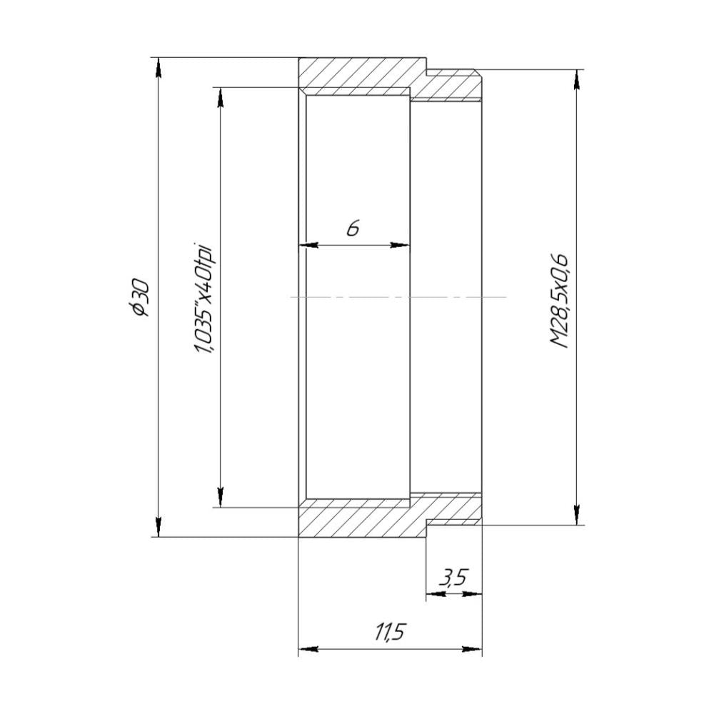 SM1 female to M28.5x0.6 male thread adapter