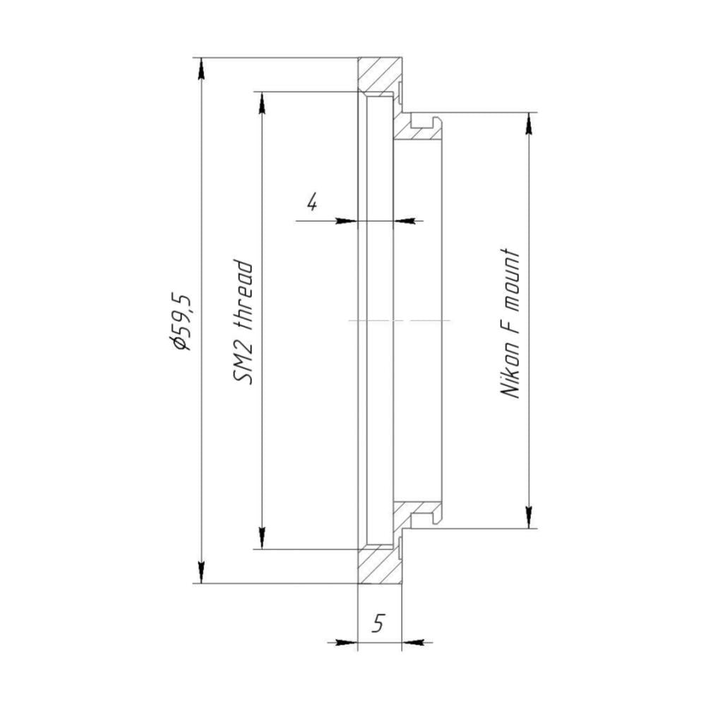 SM2 female thread to Nikon F camera mount adapter