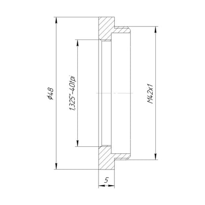 1.325″x40tpi female to M42x1 male thread adapter