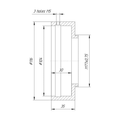 104mm clamp to M77x0.75 male thread adapter for LOMO Anamorphic 35-NAP