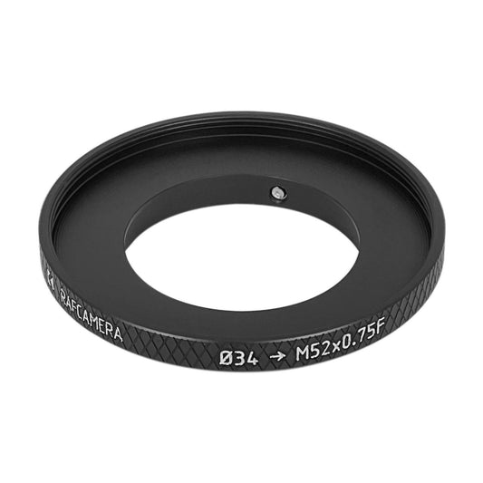 34mm clamp to M52x0.75 female thread adapter