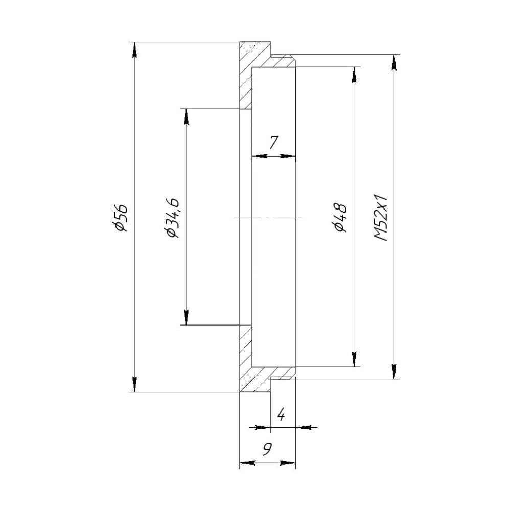 34.6mm bore to M52x1 male thread adapter for shutters