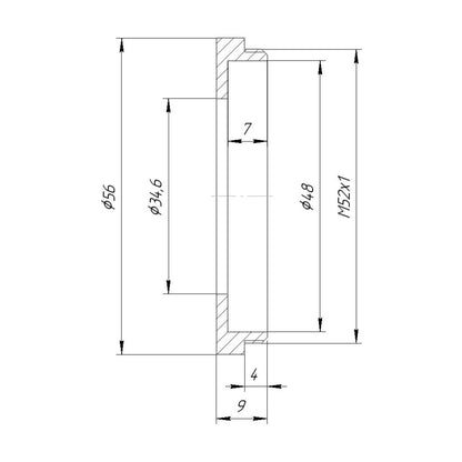 34.6mm bore to M52x1 male thread adapter for shutters