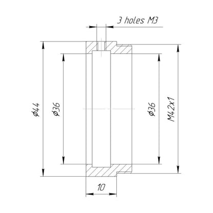 36mm clamp to M42x1 male thread adapter