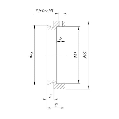 41mm to 43mm dovetail adapter (Zeiss eyepiece tube to PZO microscope)