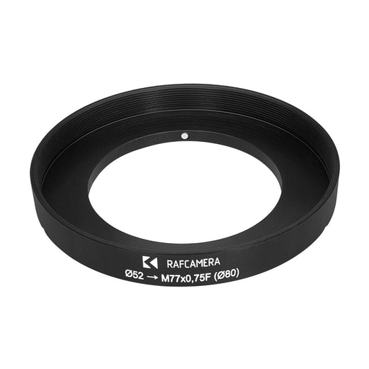 52mm clamp to M77x0.75 female thread adapter with 80mm outer diameter
