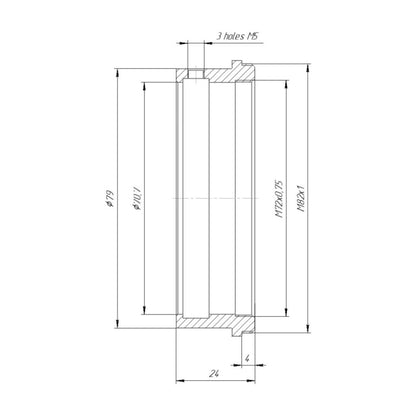 71mm clamp to M82x1 male thread adapter