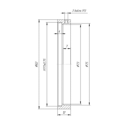 75mm clamp to M77x0.75 female thread adapter for Century 1.33x anamorphic
