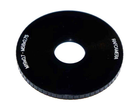 M58x0.75 male to M19x0.75 female thread adapter (58mm to 19mm step-down ring)