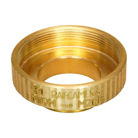 M19x0.75 male to M26x0.75 female thread adapter, bronze