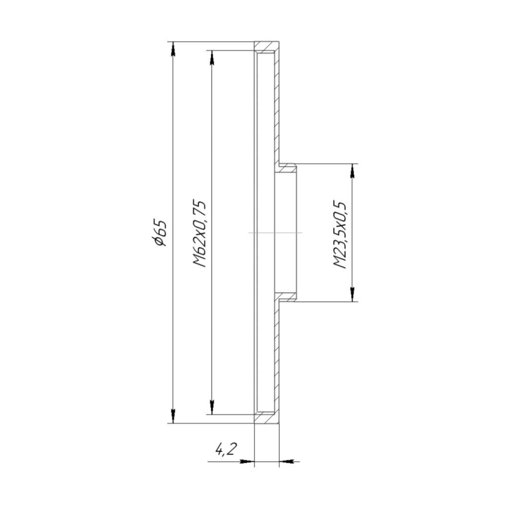 M23.5x0.5 male to M62x0.75 female filter step-up ring (Cooke Kinic 1.5/1″ lens)