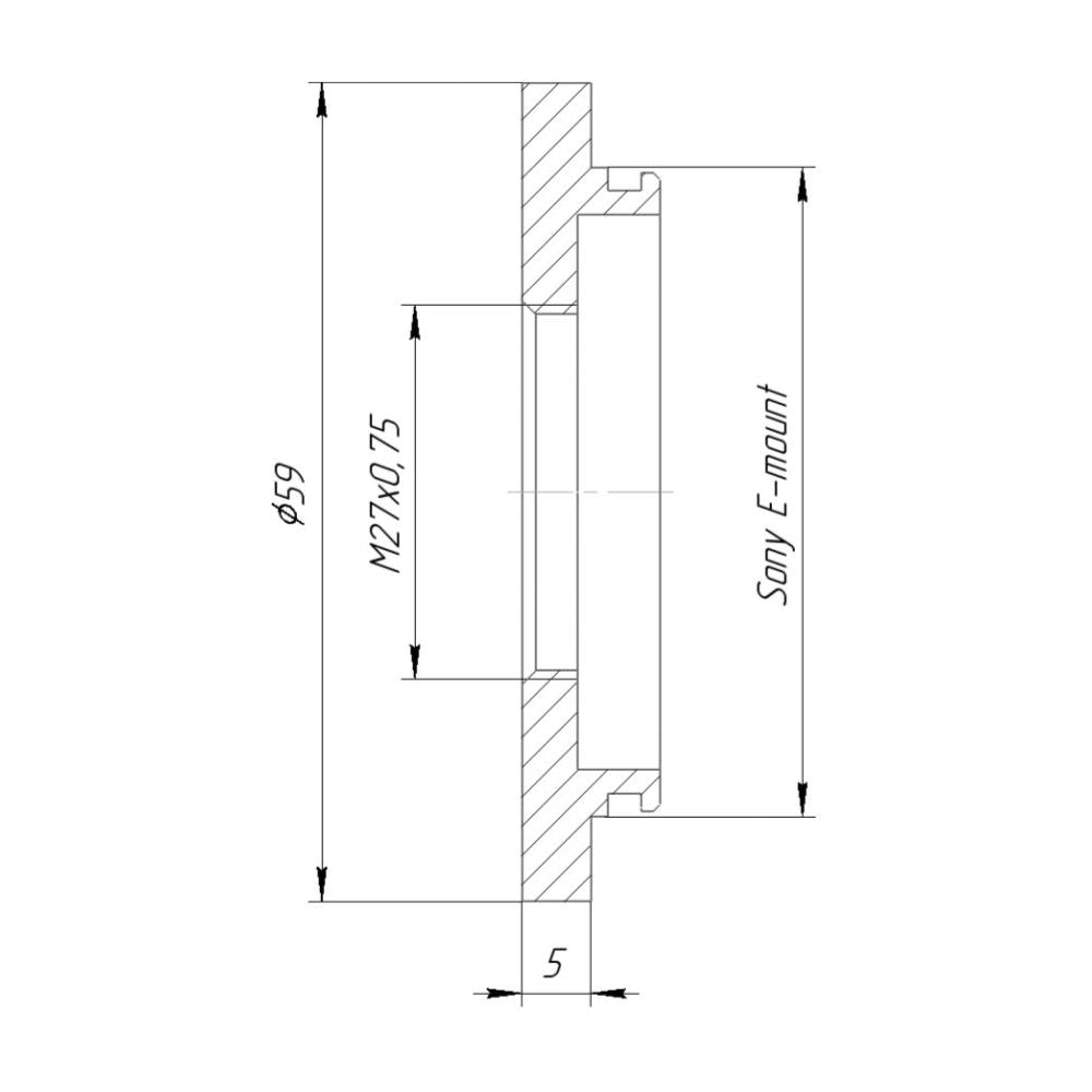 M27x0.75 female thread to Sony E-mount camera adapter